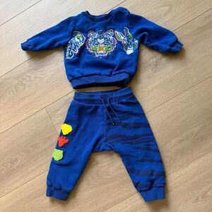 A7 Kenzo Kids Royal Blue Tiger Embroidered Sweatshirt and Joggers Set 12M - 74